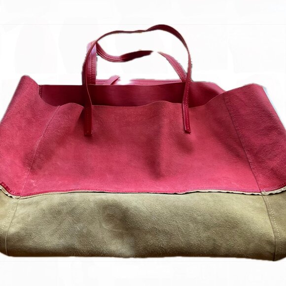 Celine Vertical HIPPO Horizontal Cabas bi-color Tote Red Brown - Picture 14 of 16